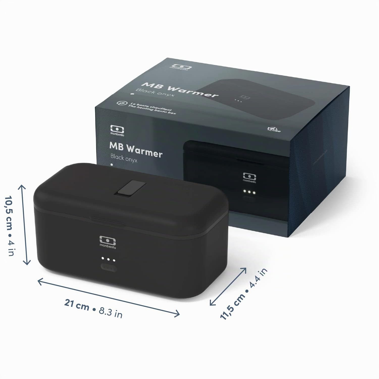 monbento - MB Warmer Onyx - Fiambrera Electrica Comida con Cable para el Coche - Tazón Calentado - Bento Calentado - Fiambrera Bento Trabajo - Segura y Duradera - Negro