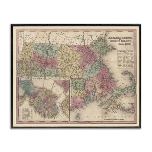 Stupell Industries Southern New England Map Massachusetts Rhode Island Cartography