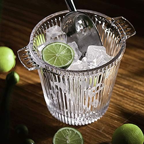 Crystal Ice Bucket Wine Barrel Cooler Hotel Bar Club Tongs Lead-Free Glassware