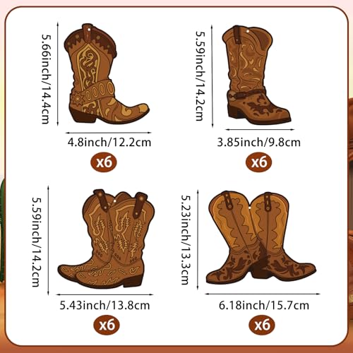 Image of 58 PCS Cowboy Party Decorations West Cowboy Themed Party Hanging Swirls Wild Western Cowboys Boot Hanging Decorations for Cowboy's Birthday Decor Country Themed Decor Baby Shower