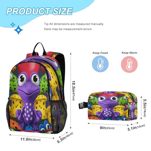 Sac à dos grenouille avec sac à déjeuner pour étudiants et enfants