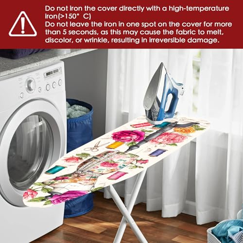 Image of Nuxovilar Floral Mannequin Ironing Board Cover 15x54 Polyester | Iron Pad Scorch Guard laundry helper protective board shield home laundry room craft studio (Thread Spools)