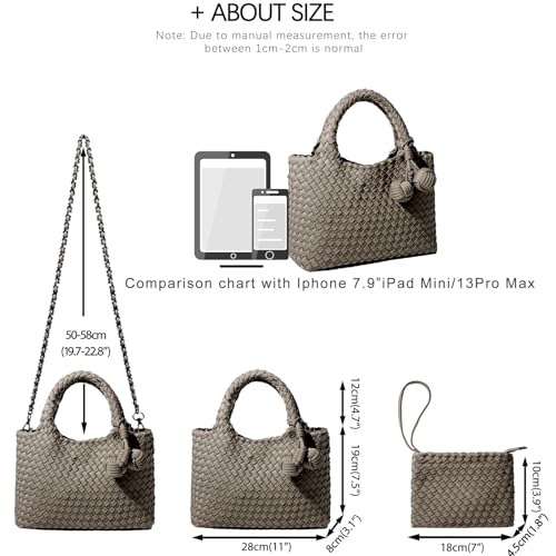 Image of Woven Tote Bag for Women with Coin Purse, Foldable Chain Small Crossbody Handbags, Fashion Shoulder Bag, Hobo Satchel