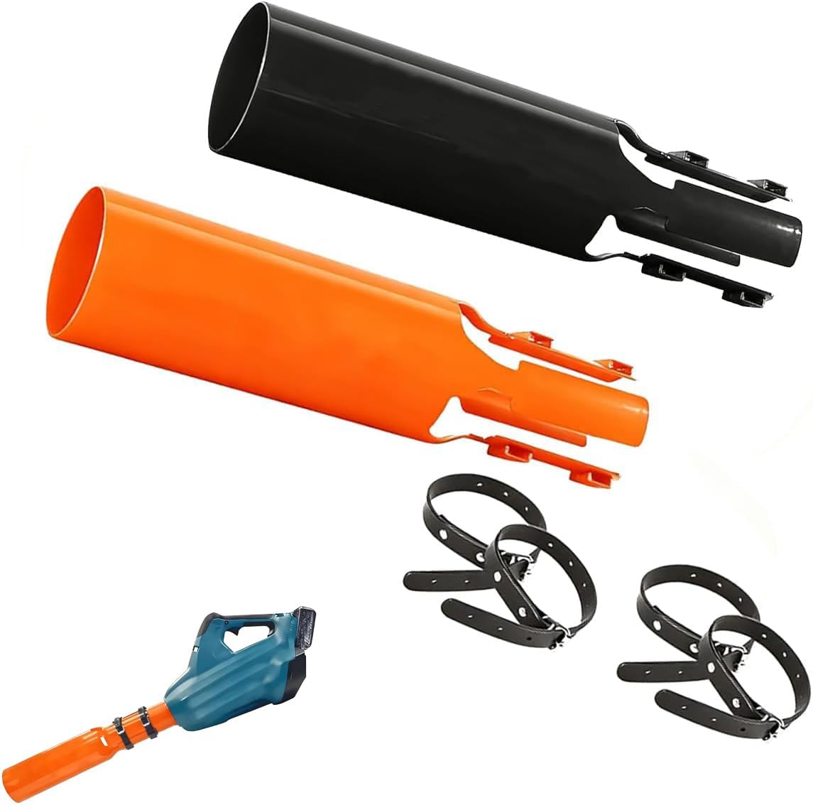 Leaf Blower Air Booster, Leaf Blower Nozzle Attachment, Cordless Leaf Force Air Booster for 2–4 Inch Blower Tubes, Turbo Nozzle Extension Boosts Speed & Power for Blower (Orange 2Pcs)