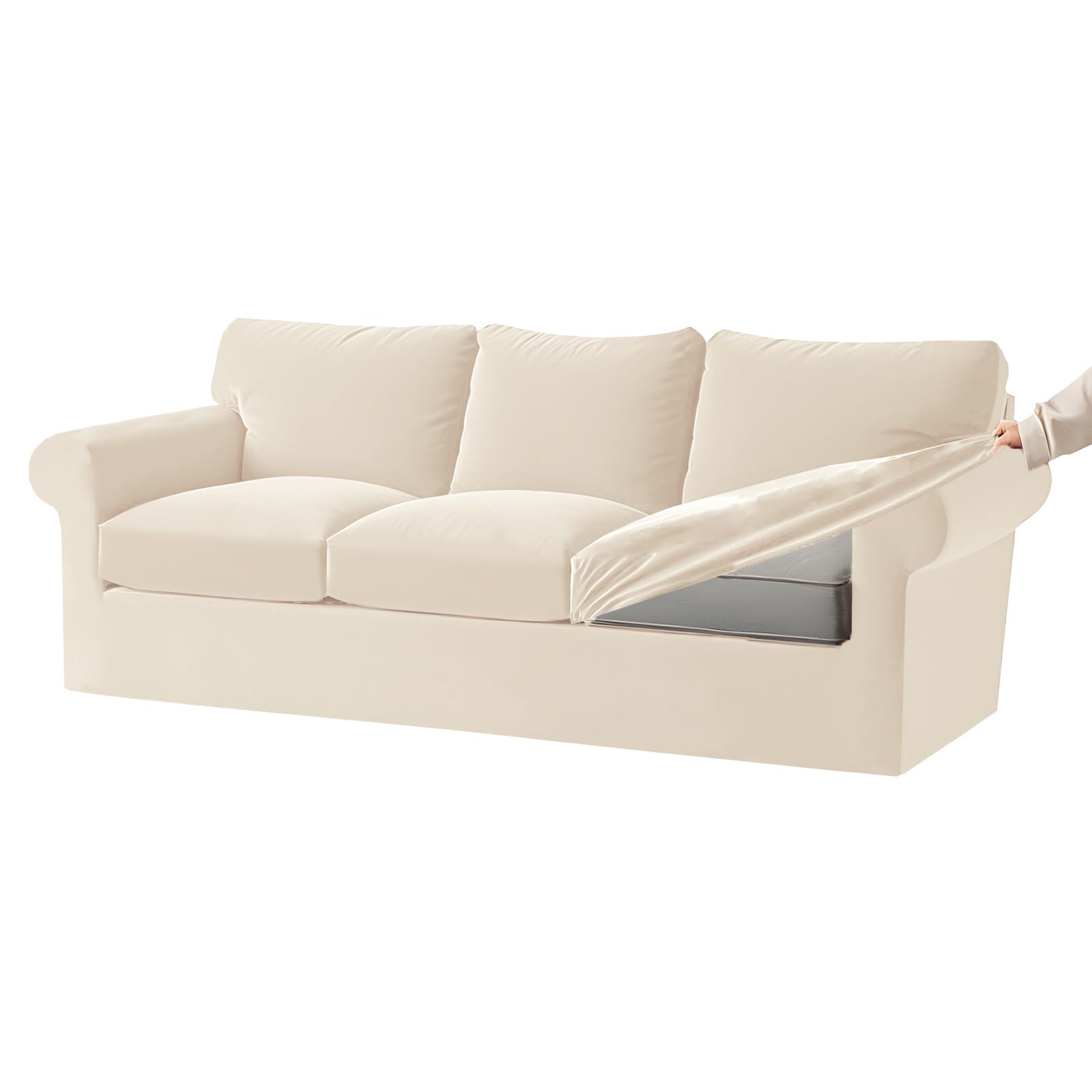 Ektorp Bankhoes 1/2/3/4-zits Met Aparte Zitkussens En Rugleuningen, Stretch Fluwelen Antislip, Bankovertrek Met Armleuningen (Grote 2 Zits (5 PCS),Oranje