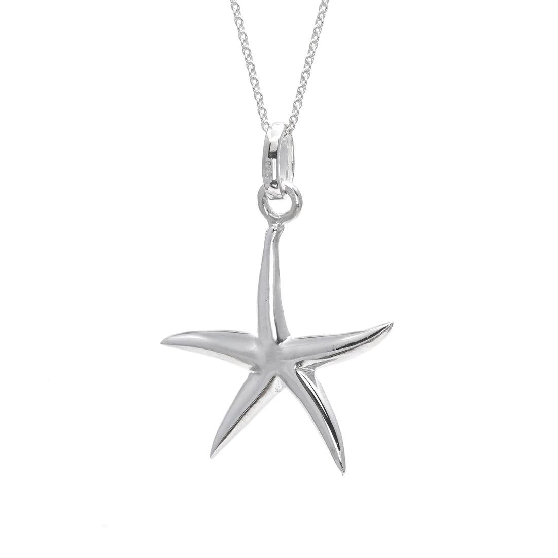 Silverly 18" 925 Sterling Silber Halskette mit Seestern-Anhänger | Massive Silberkette | Geschenke für Enkelinnen im Teenageralter | Süße Stern-Best-Friend-Halskette | Süße 16-Geschenke für Mädchen