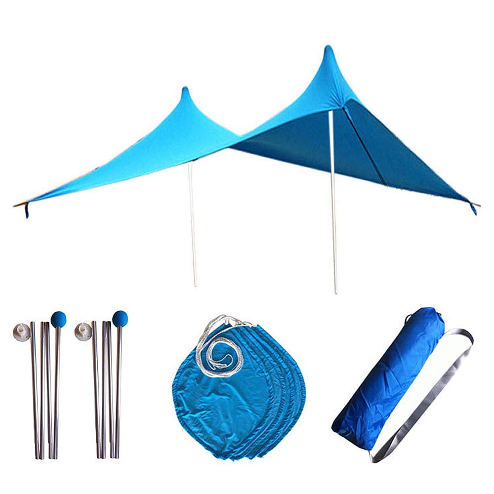 Strand Schatten Zelt Markise 4-5 Personen wasserdichte leichte Blockierung elastische Sonnenschirm Strandmuscheln Blau L