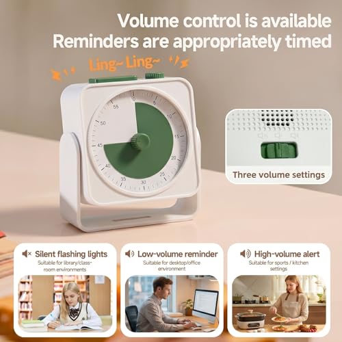 Image of EooCoo Visual Timer, 60-Minute Silent Countdown Productivity Timers