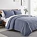 Love's cabin King Size Quilt Set Blue Bedspreads - Soft Bed Summer Lightweight Bedspread Comforter - Modern Style Coin Pattern Coverlet for All Season - 3 Pieces (1 Quilt, 2 Pillow Shams)
