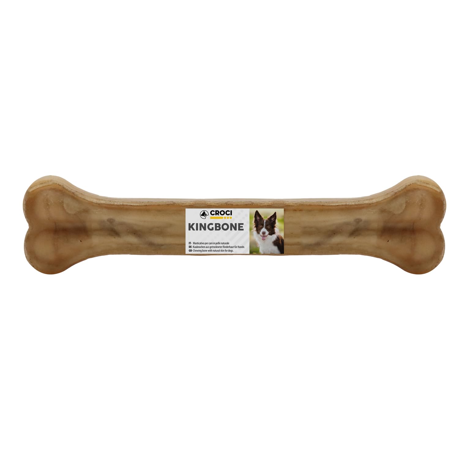 Croci King Bone Hundeknochen aus Freilandhaltung, Kausnack aus natürlichem Rindsleder, Zahnstäbchen zum Zähneputzen, 18 cm — 90 g