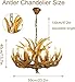 Antler Chandelier 6 Light, Resin Deer 9 Antler Chandelier, Rustic Farmhouse Chandelier Lighting Vintage Light Fixtures, Deer Horn Decor for Dining Kitchen Living Room Store Church Wedding Gift