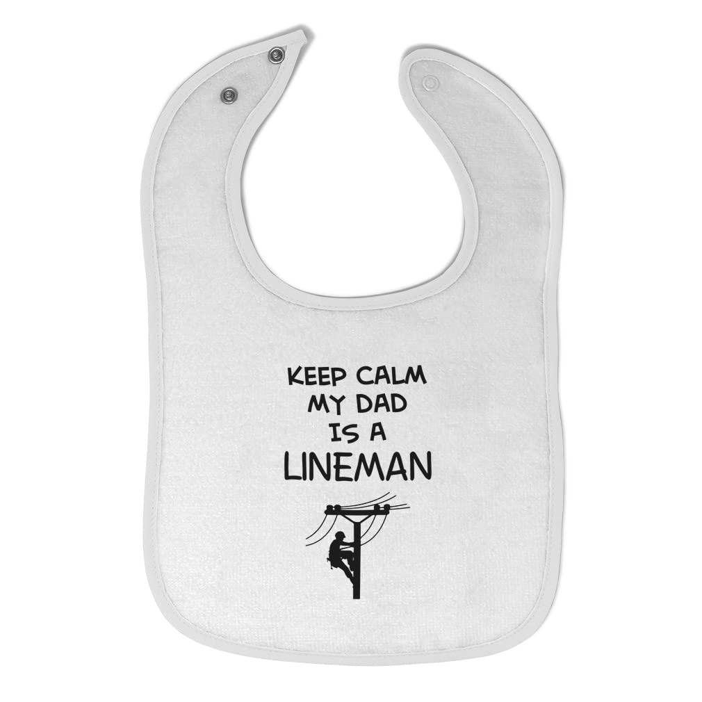 Cute Rascals Toddler & Baby Bibs Burp Cloths Dad Keep Calm My Dad Is A Lineman Father's Day Cotton Baby Items for Baby Girl & Boy White Soft Pink Design Only
