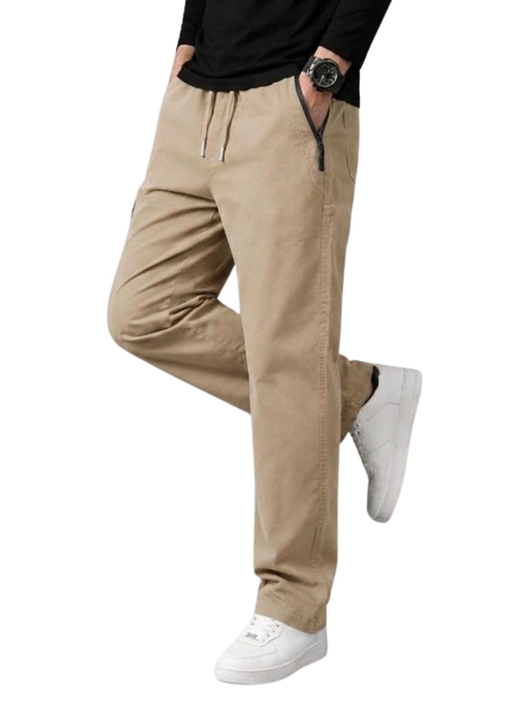Men's Casual Trouser for Men | Cotton Elastic Waist Pant | Regular Fit Comfortable Lounge Trouser | Solid Bottom for Office, Travel & Casual Wear-picture-25