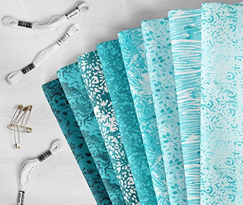 Tissu patchwork coton Soimoi bleu batik coupon predecoupe 18x22 pour patchwork facile - 6