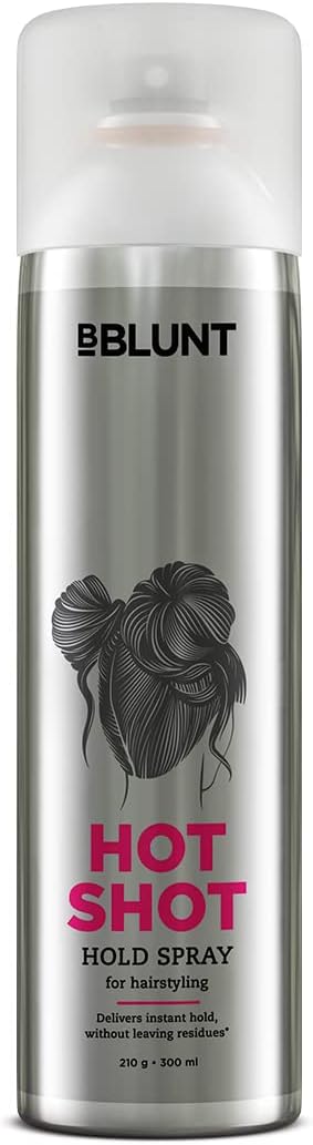 BBLUNT Hot Shot Heat Protection Hair Spray for Strong Hold Frizzy Hair - Lightweight Styling Spray with Smooth Salon-Like Finish, Non-Sticky, Tames Flyaway, Colour Protection & Fine Mist, 300ml