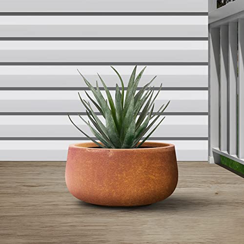 Kante 12" D Large Outdoor Concrete Plant Pots With Rust Finish Round Bowl Planters Indoor Flower Pot With Drainage Hole For Home, Iron Oxide (Rc0051A-C80621) #TOP7