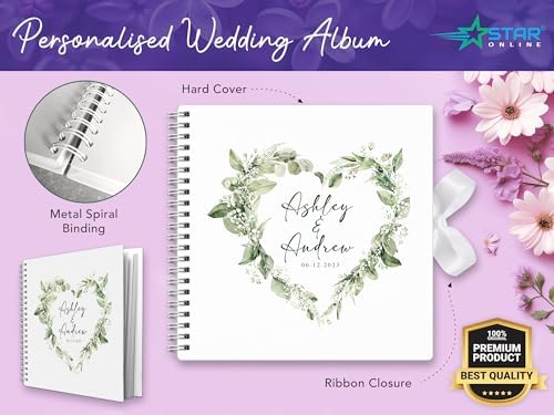 Large Personalised Wedding Guest Book Keepsakes,Signature Scrapbook, Photo Album Wedding Couple - 30cm x 30 cm - 40 Sheets