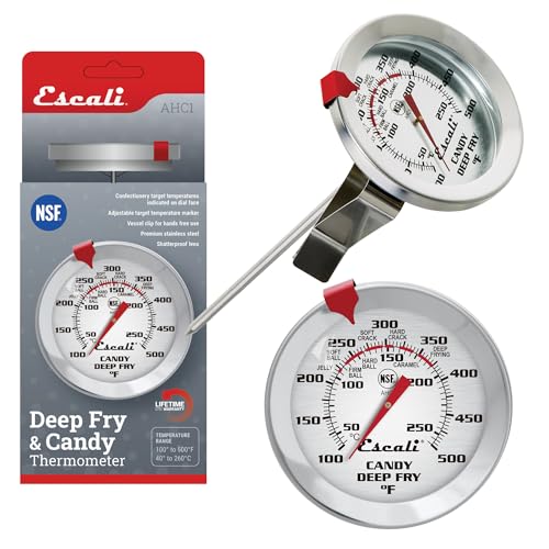 Escali AHC1 Stainless Steel Deep Frying and Candy Thermometer with Pot Clip, 5-Inch Probe with Candy Temperature Zones, NSF Certified by Escali - Used condition - US$8.32