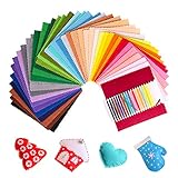 SOLEDI Filzstoff 41 Farben Bastelfilz Stoff Set 15*15 CM Filzplatten Schwer Filzbögen Filz zum Basteln Nähen DIY Handwerk für Kinder