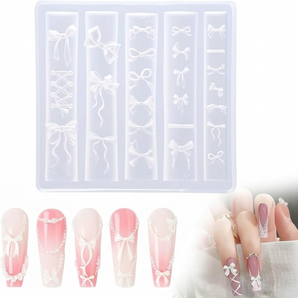 Bowknot Silicone Nail Mold 1 Count Flexible 25 Cavity Template