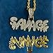 XINSHUN Hip Hop SAVAGE Bubble Letters Combine Pendant Necklace Hip Hop Men's Trendy Jewelry Gold Rope Chain Tennis Chain 24 in
