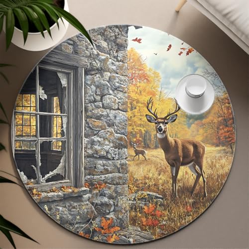 Tapis rond forêt d'automne pour illuminer une chambre d'enfant moderne