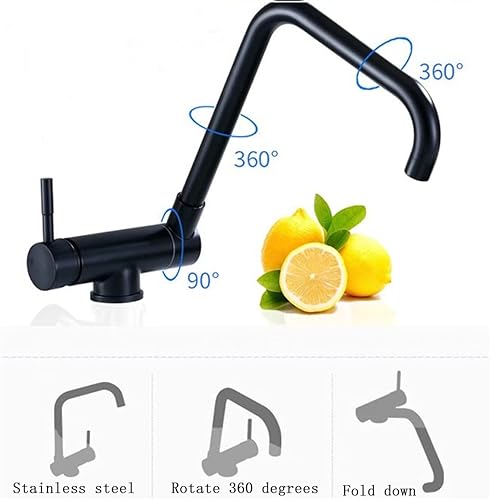 Miniatura 3 de Grifo de cocina plegable negro, grifo plegable para autocaravana, negro mate