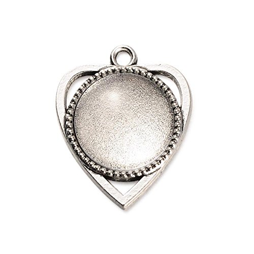 PandaHall 5 sets transparant helder glas cabochons en antiek zilver legering hart hanger cabochon instellingen voor DIY… - Afbeelding 3