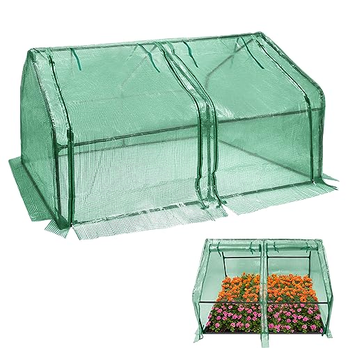 YRHome Mini Gewächshaus Tomatengewächshaus 180x90x90cm Foliengewächshaus Tomatenhaus Frühbeet Treibhaus mit Fenster & Tür HDPE Regenschutz UV-beständig Frostbeständig (Grün - Wärmeabdeckung) YRHome Mini Gewächshaus Tomatengewächshaus 180x90x90cm Foliengewächshaus Tomatenhaus Frühbeet Treibhaus mit Fenster & Tür HDPE Regenschutz UV-beständig Frostbeständig (Grün - Wärmeabdeckung)