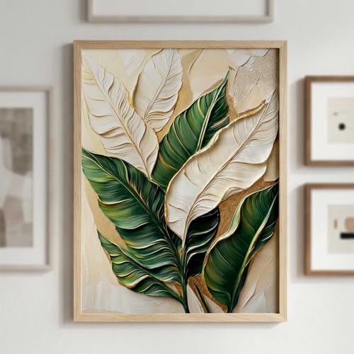 Image of kotart Aesthetic Leaf Art Home Decoration|Paintings With Frame For Living Room Bed Room Hotel Wall Decor Digital Reprint (19x25 inch)