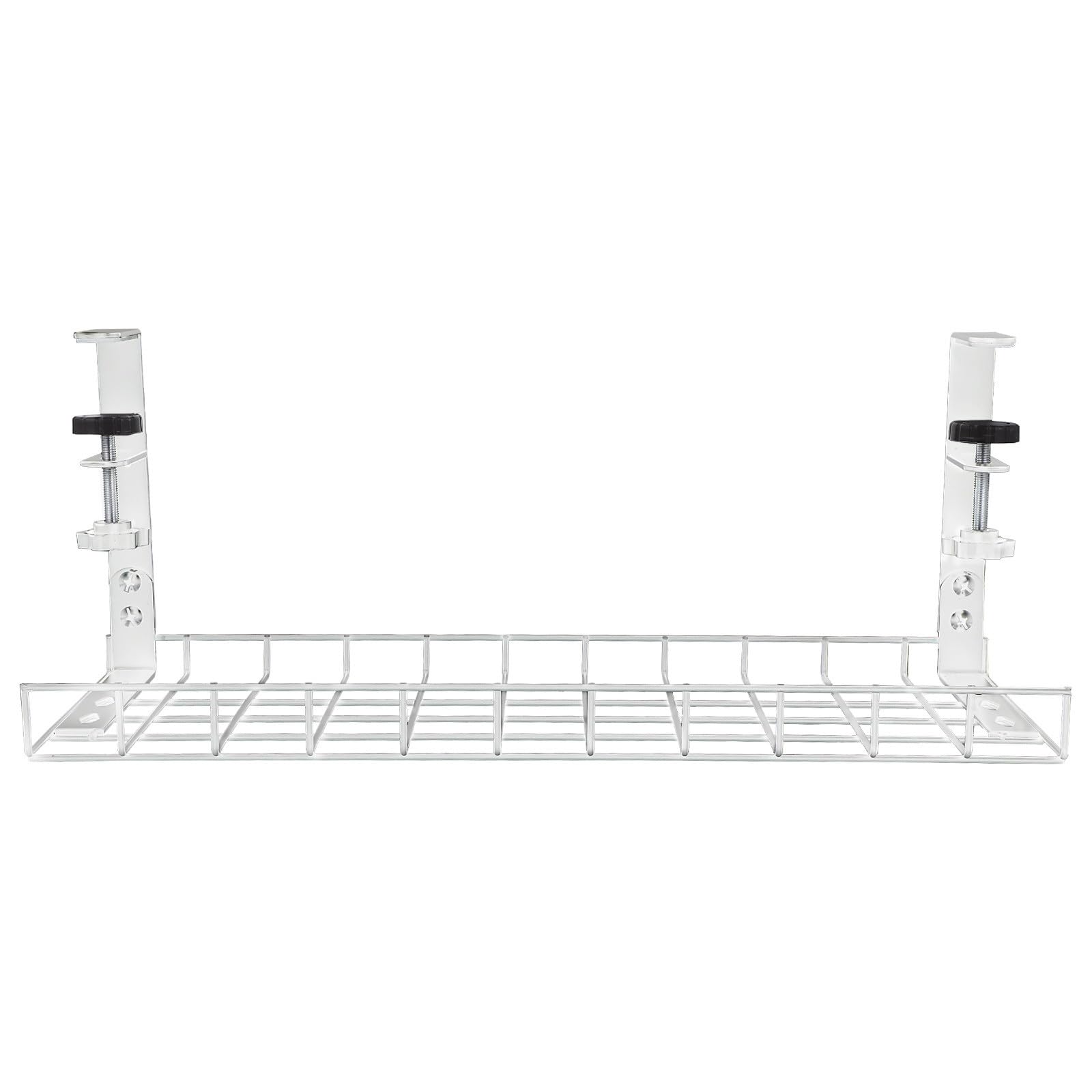 Acier Blanc Organisateur de Câbles Réglable 1 à 5cm, sous Bureau