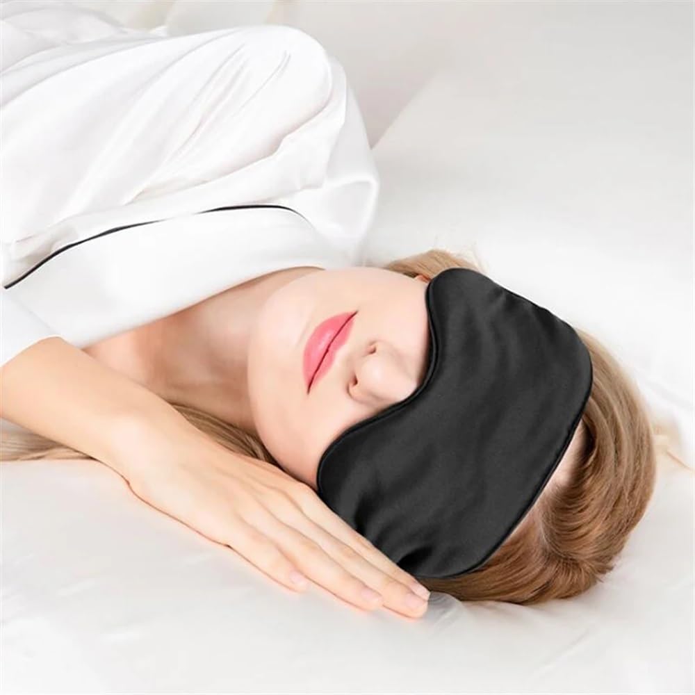 Mascherina per occhi da donna, in finta seta, portatile, da viaggio, per riposare, benda per dormire, per notte (verde scuro, 4 pezzi)