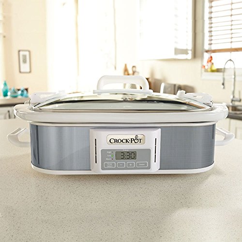 Crock-Pot Small 3.5 Quart Programmable Casserole Slow Cooker with Timer, Food Warmer, Stainless Steel (SCCPCCP350-SS)