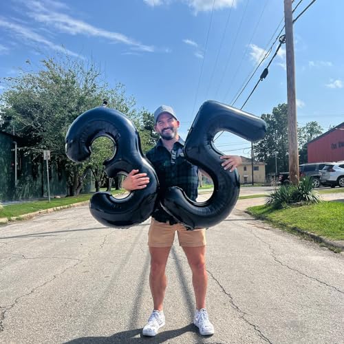 Image of Black Number 16 Balloon 40 Inch, 16th Birthday Party Decorations, Giant 16 Foil Balloon for Party Supplies