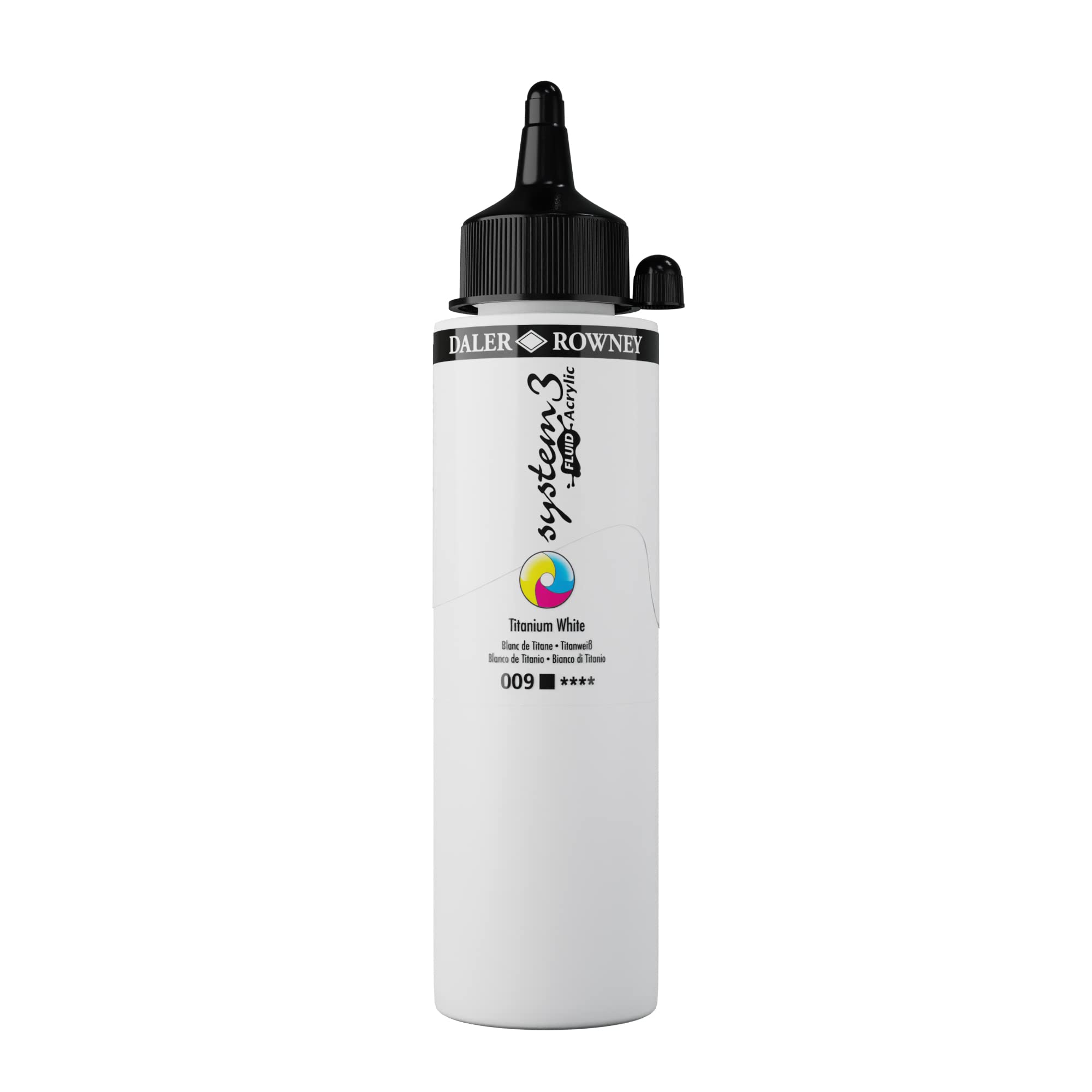 Daler-Rowney System3 Acrylic Paint, Plastic Bottle, Fluid, 8.45oz - 250 ml, Titanium White