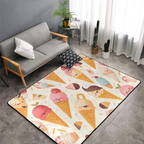 Tapis imprimé cônes de crème glacée grand format velours résistant - 3