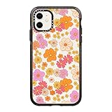 CASETiFY Impact Case for iPhone 11 - Retro Boho Hippie Flowers (60s / 70s Floral Pattern on Clear Ba