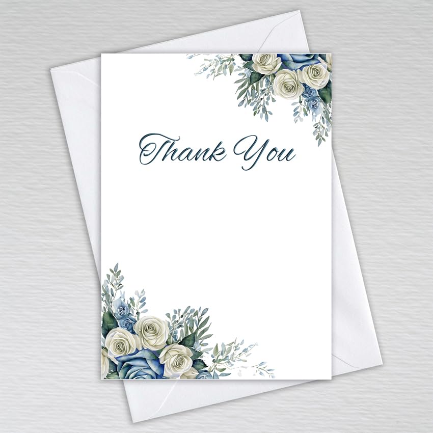 Webspectations Pack of Thank You Cards with Envelopes - A6 Postcard Style Non-Folded: Dusty Blue Wedding Thank You Cards (Pack of 20 with Envelopes)