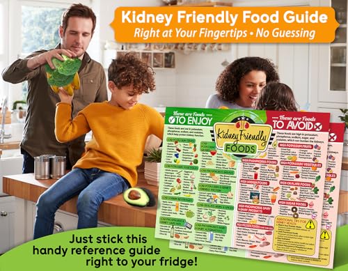 Image of Magnetic 8.5x11 Kidney-Friendly Foods Poster - Visual Renal Diet Chart, Nutrition Reference, Safe Meal Planner - Strong Waterproof Fridge Magnet for Kidney Support and Health Food Guide (Set of 2)