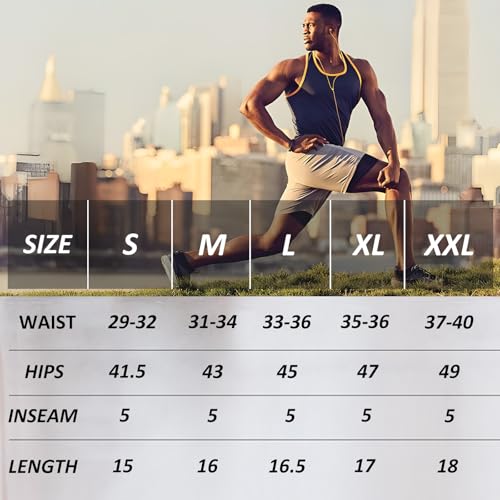 Aolesy Short de corrida masculino 2 em 1 com forro de 12,7 cm leve para treino esportivo com bolsos,