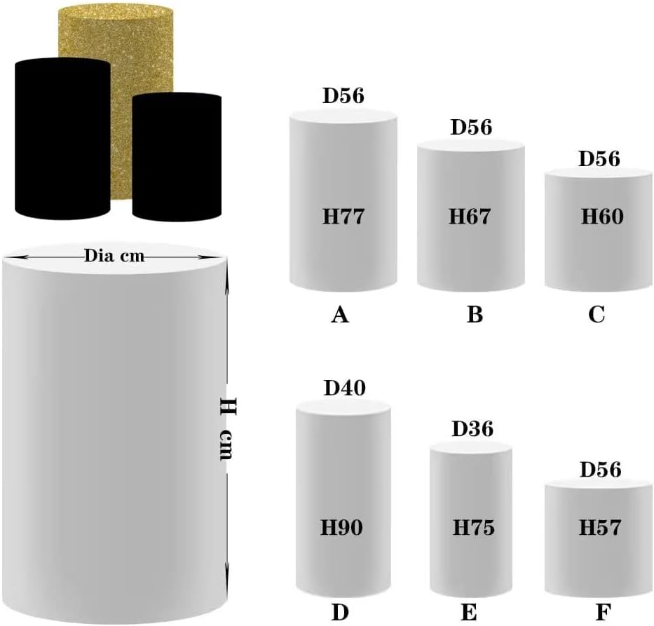 Miniatura 3 de AOSTO Cubierta de pedestal cilíndrico para fiesta, cumpleaños, boda, despedida de soltera, puntos negros dorados, suave y lavable, tela elástica