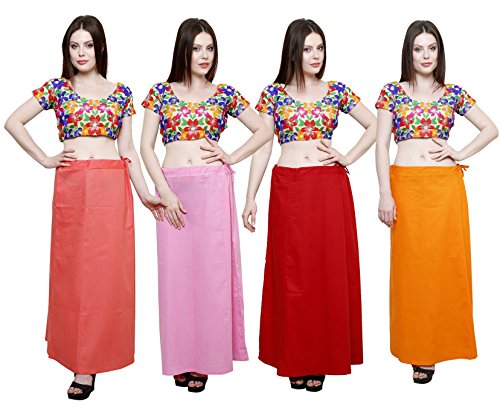 Image of Pistaa's combo of Women's Cotton Best Plain Solid Indian Readymade Inskirt Saree petticoats