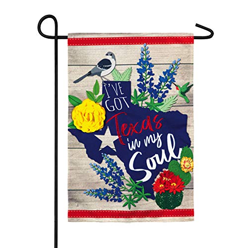 Evergreen Flag Texas in My Soul Linen Garden Flag | Texas State Garden Flag for outside 12x18 Double Sided | Small House Flag for home yards porch gardens