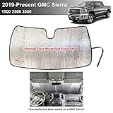 YelloPro Custom Fit Automotive Reflective Front Windshield Sunshade Accessories UV Reflector Sun Protection for 2019 2020 2021 2022 GMC Sierra Truck, Sierra 1500 2500 3500 SLT, AT4, Denali Pickup