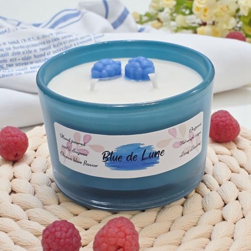 Image of Premium Dual Colour Scented Candle Set of 2 - Long-Lasting Aromatic Fragrance Ocean Blue & Cherry, Gift for Home, Spa & Decor, 100 GMS Each, up to 18 Hours Burn Time