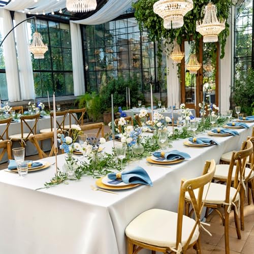 Fixwal TABLE CLOTH 0001 6 Pack White Table Cloth For Rectangle Table, 70 X 120 Inch Polyester Fabric Tablecloths Rectangular thumb #5