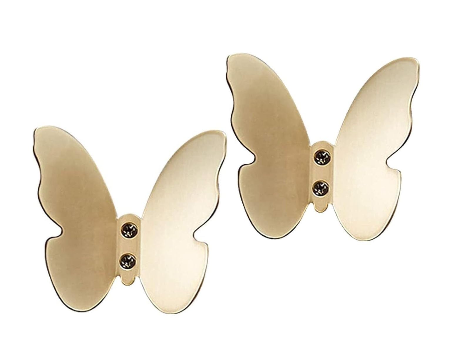 Lcanallyms 2Pcs Wall Hooks, Double Hat Coat Hook Wall-Mounted Brushed Gold Creative Solid Brass, Prong Robe Hooks And Door, Scarf, Bag(2Pcs)