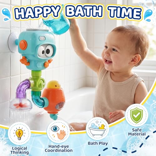DOLIVE STEM Waterworks Pipes Bath Toys, 9PCS Baby Bathtub Toy with Interactive, Creative Shower Toy with Suction Cups for Baby Boys & Girls by DOLIVE - Used condition - Image 3