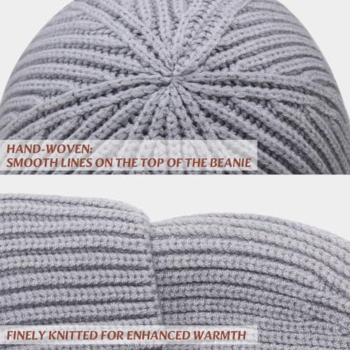 Image of Wool Fisherman Beanies for Men Women Short Cuff Knit Beanie Winter Warm Hats Trawler Hat Stylish Watch Cap