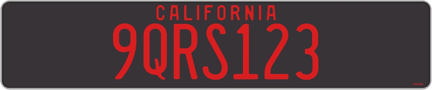Custom California Legacy Euro-Style Black License Plate with Red Ink